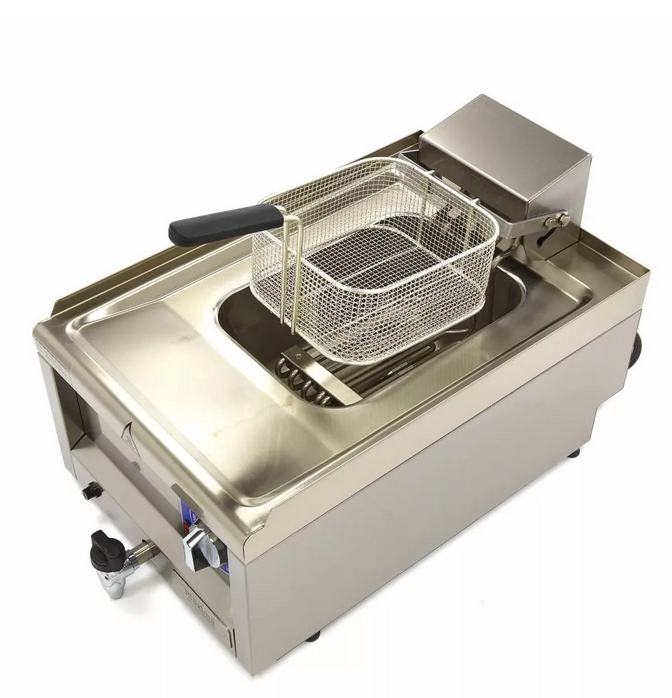 1 fritadeira comercial de 10L - elétrica - 40 x 67 cm com torneira