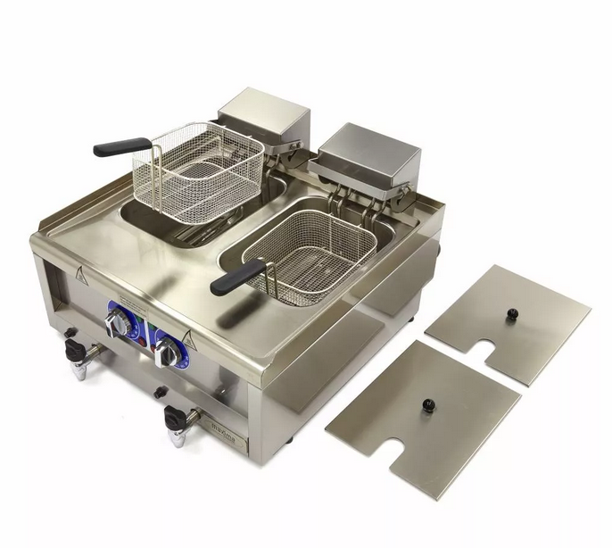 Fritadeira comercial 2 x 10L - elétrica - 60 x 67 cm com torneira