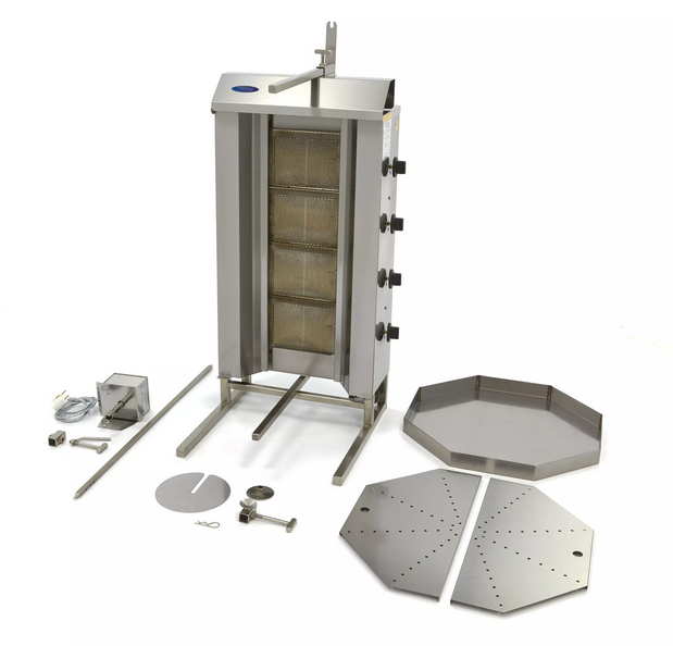 Churrasqueira Kebab a Gás - 4 queimadores - 50 kg de carne