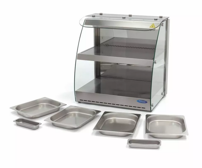 Hot Showcase Stainless Steel - 2 levels - 4x 1/2 GN