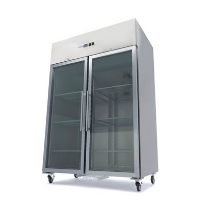 Congelador - 1200 l - 6 estantes regulables (GN 2/1) - Acero inoxidable - con puerta de cristal