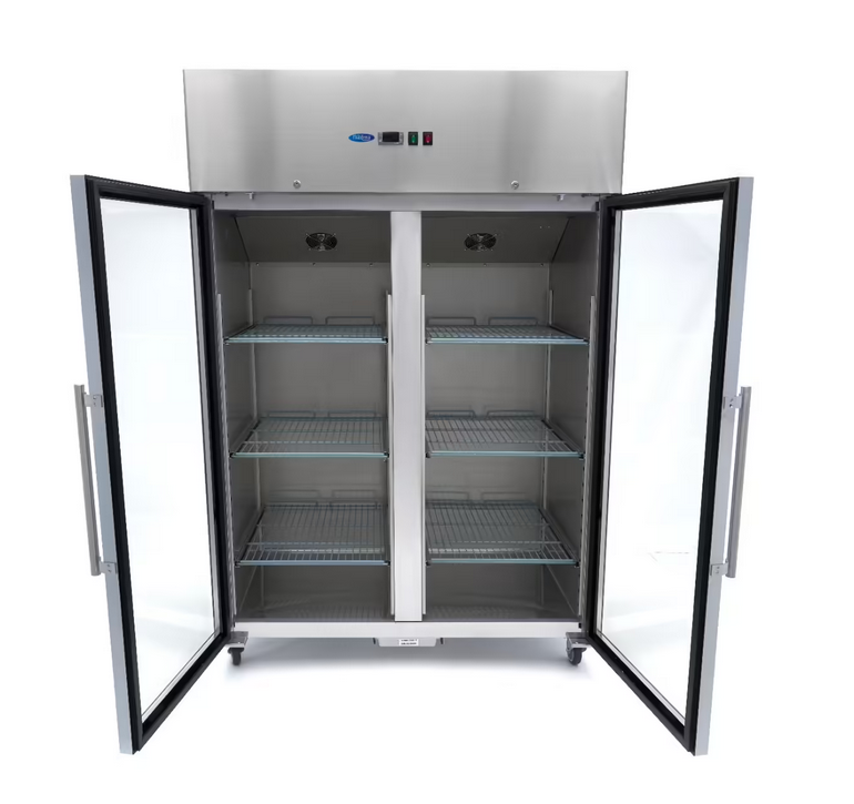 Refrigerator - 1200 l - 6 Adjustable Shelves (GN 2/1) - Stainless Steel - with Glass Door