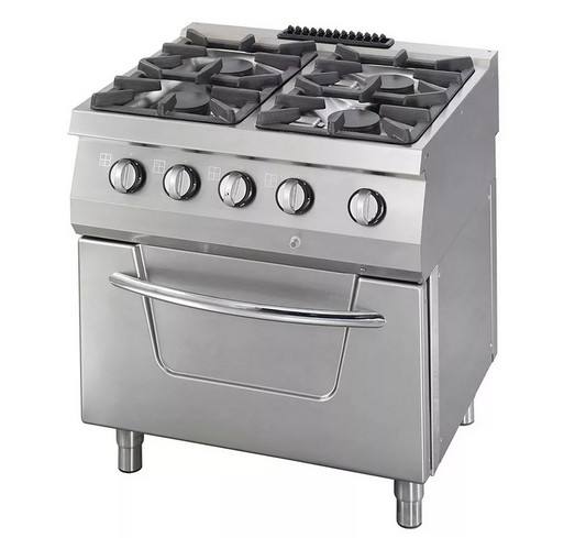 Fogão Pesado - 4 Queimadores - Incluindo Forno - Gás -37 kW