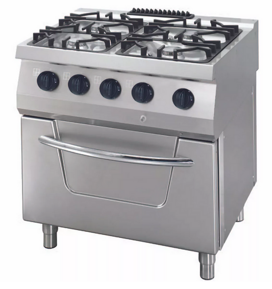 Fogão a gás resistente - 4 queimadores - incluindo forno elétrico