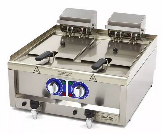 Commercial fryer 2 x 10L - electric - 60 x 67 cm with tap